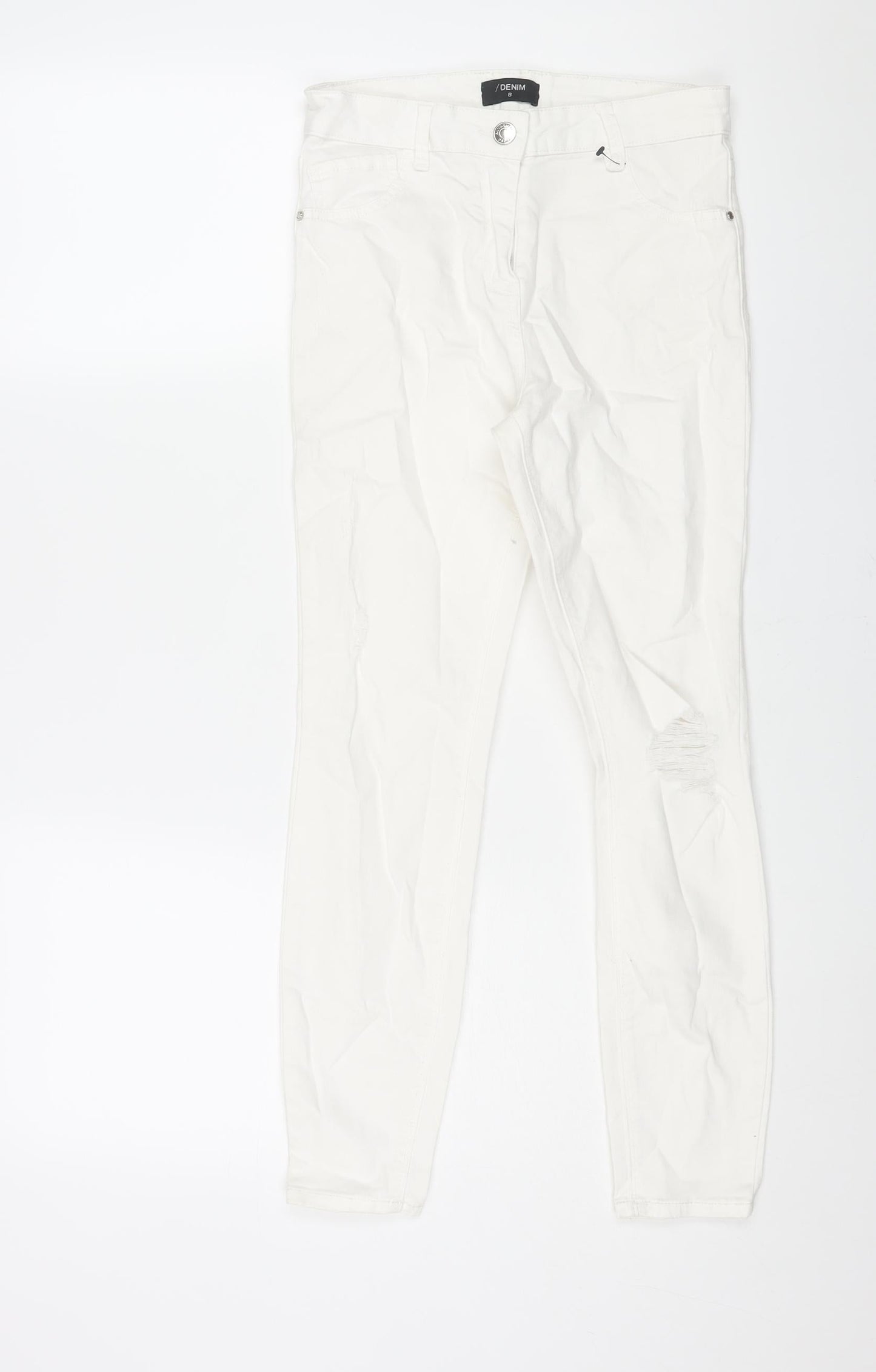 Matalan Womens White Cotton Skinny Jeans Size 8 L25 in Regular Zip