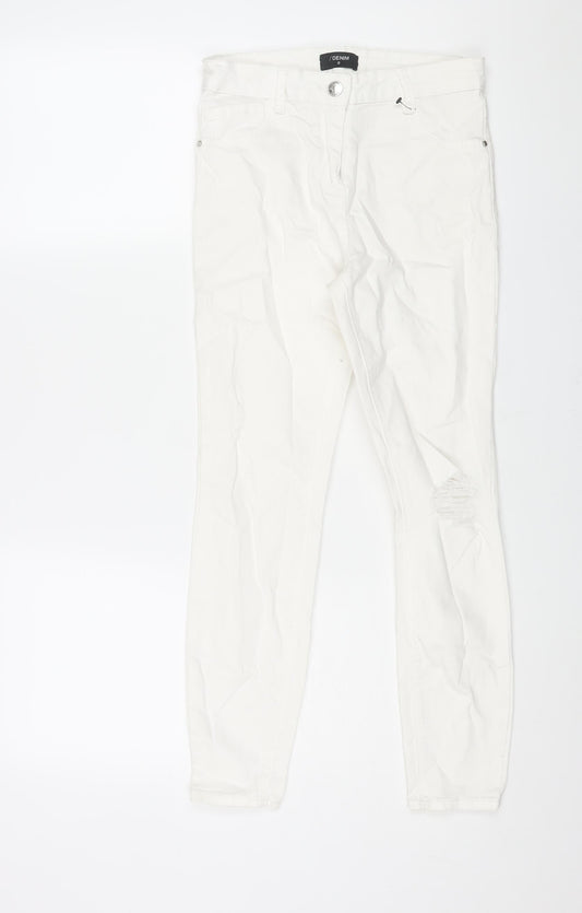 Matalan Womens White Cotton Skinny Jeans Size 8 L25 in Regular Zip