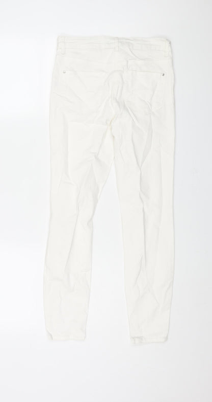 Matalan Womens White Cotton Skinny Jeans Size 8 L25 in Regular Zip