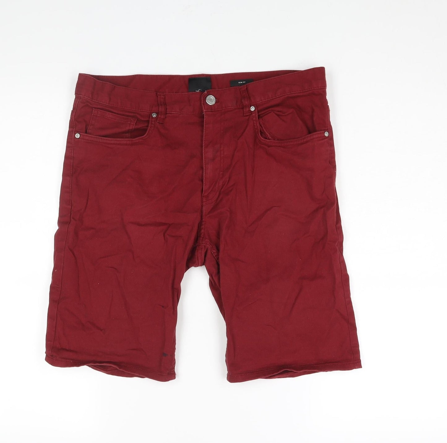 H&M Mens Red Cotton Bermuda Shorts Size 31 in L10 in Regular Zip