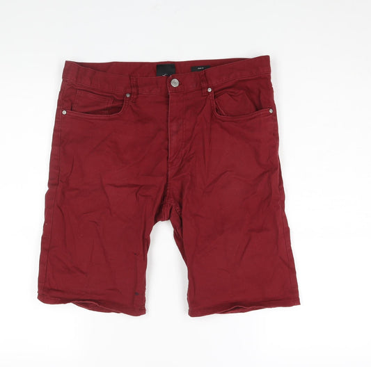 H&M Mens Red Cotton Bermuda Shorts Size 31 in L10 in Regular Zip
