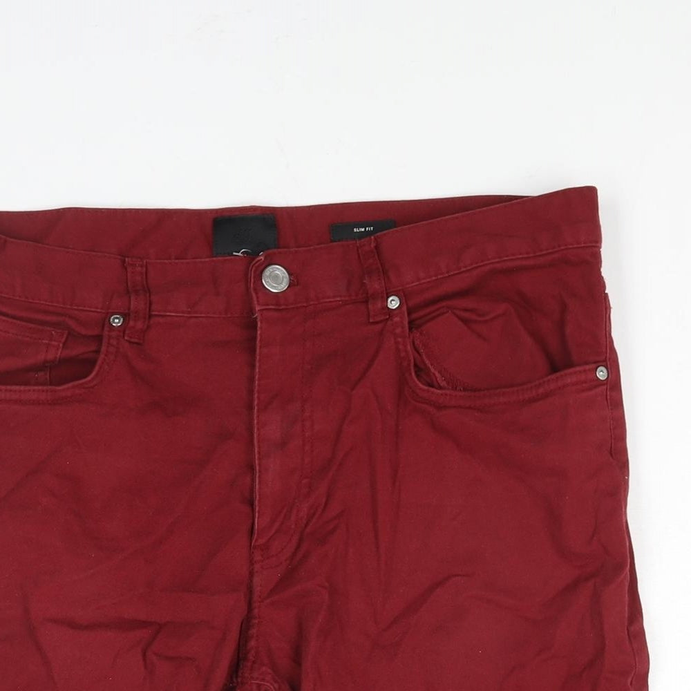 H&M Mens Red Cotton Bermuda Shorts Size 31 in L10 in Regular Zip