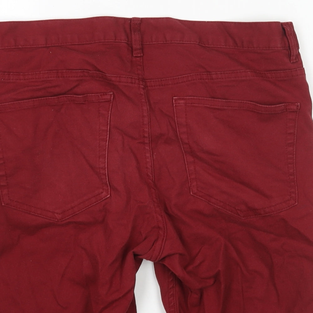 H&M Mens Red Cotton Bermuda Shorts Size 31 in L10 in Regular Zip