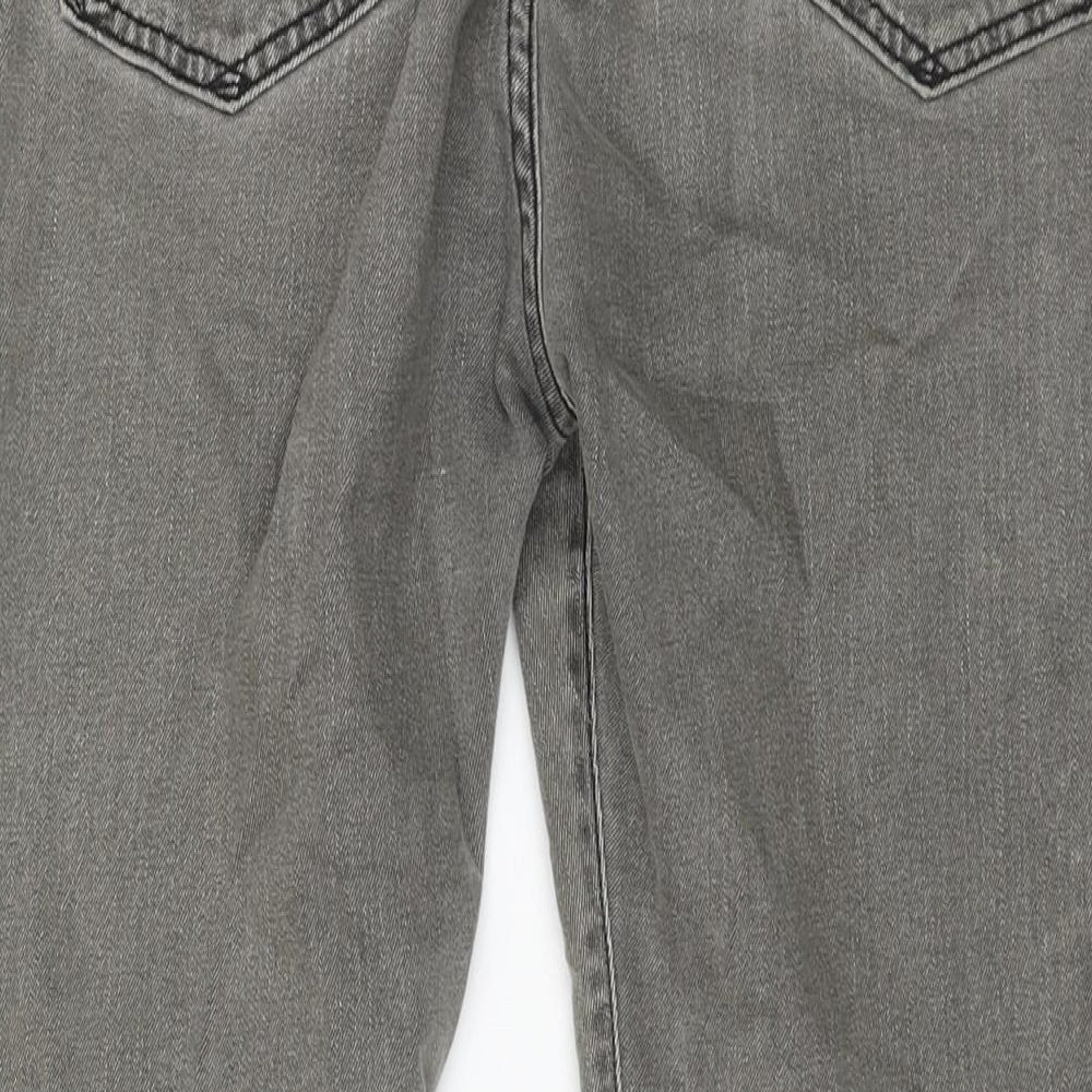 Marks and Spencer Mens Grey Cotton Straight Jeans Size 38 in L31 in Regular Zip