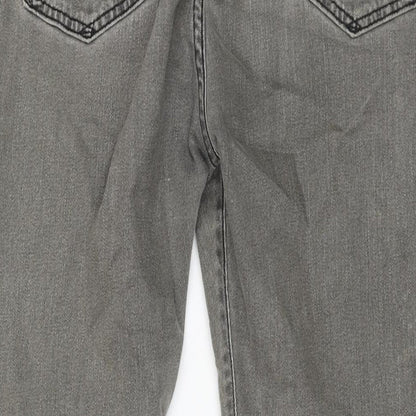 Marks and Spencer Mens Grey Cotton Straight Jeans Size 38 in L31 in Regular Zip