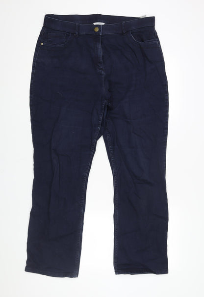 Classic Womens Blue Cotton Straight Jeans Size 16 L28 in Regular Zip