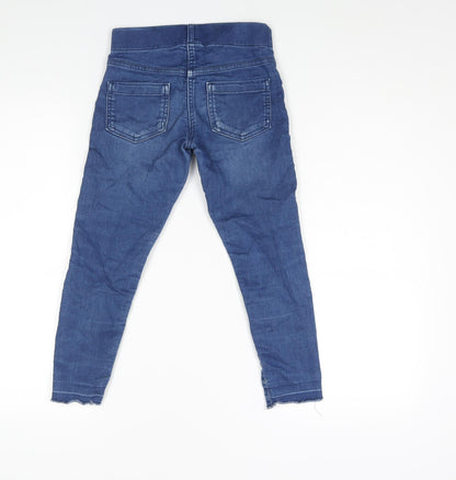 F&F Girls Blue Cotton Jegging Jeans Size 7-8 Years L20 in Regular Pullover - Distressed