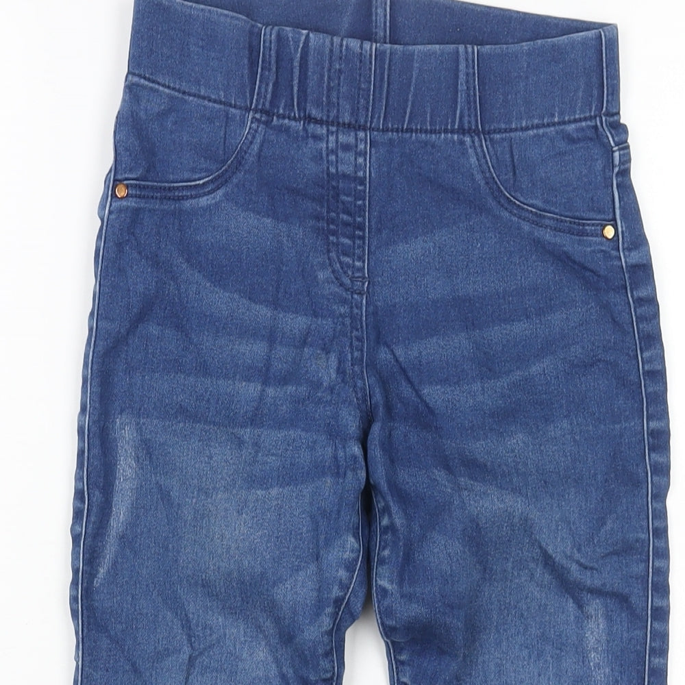 F&F Girls Blue Cotton Jegging Jeans Size 7-8 Years L20 in Regular Pullover - Distressed