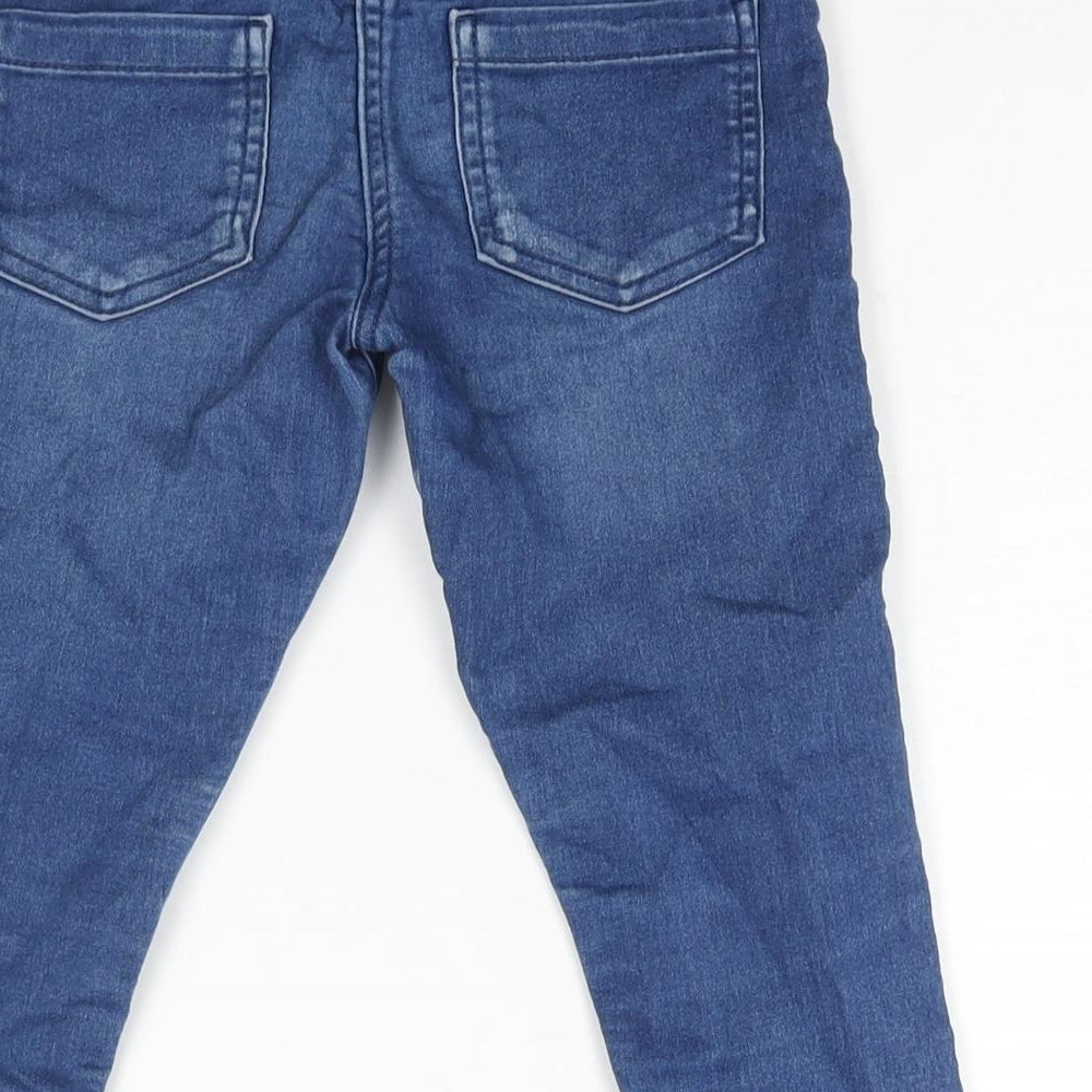 F&F Girls Blue Cotton Jegging Jeans Size 7-8 Years L20 in Regular Pullover - Distressed