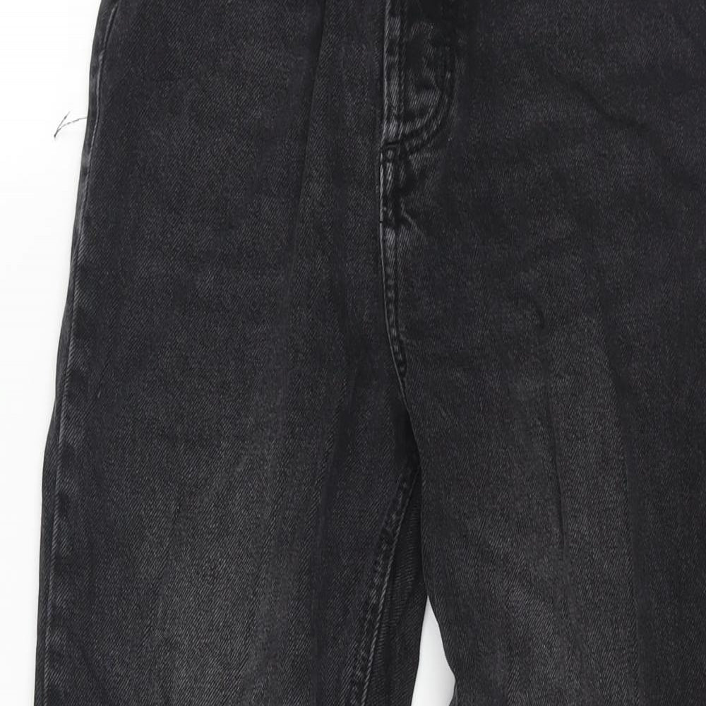 Zara Womens Black Cotton Mom Jeans Size 6 L24 in Regular Zip