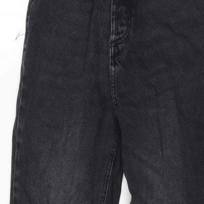 Zara Womens Black Cotton Mom Jeans Size 6 L24 in Regular Zip