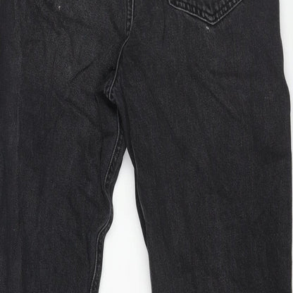 Zara Womens Black Cotton Mom Jeans Size 6 L24 in Regular Zip