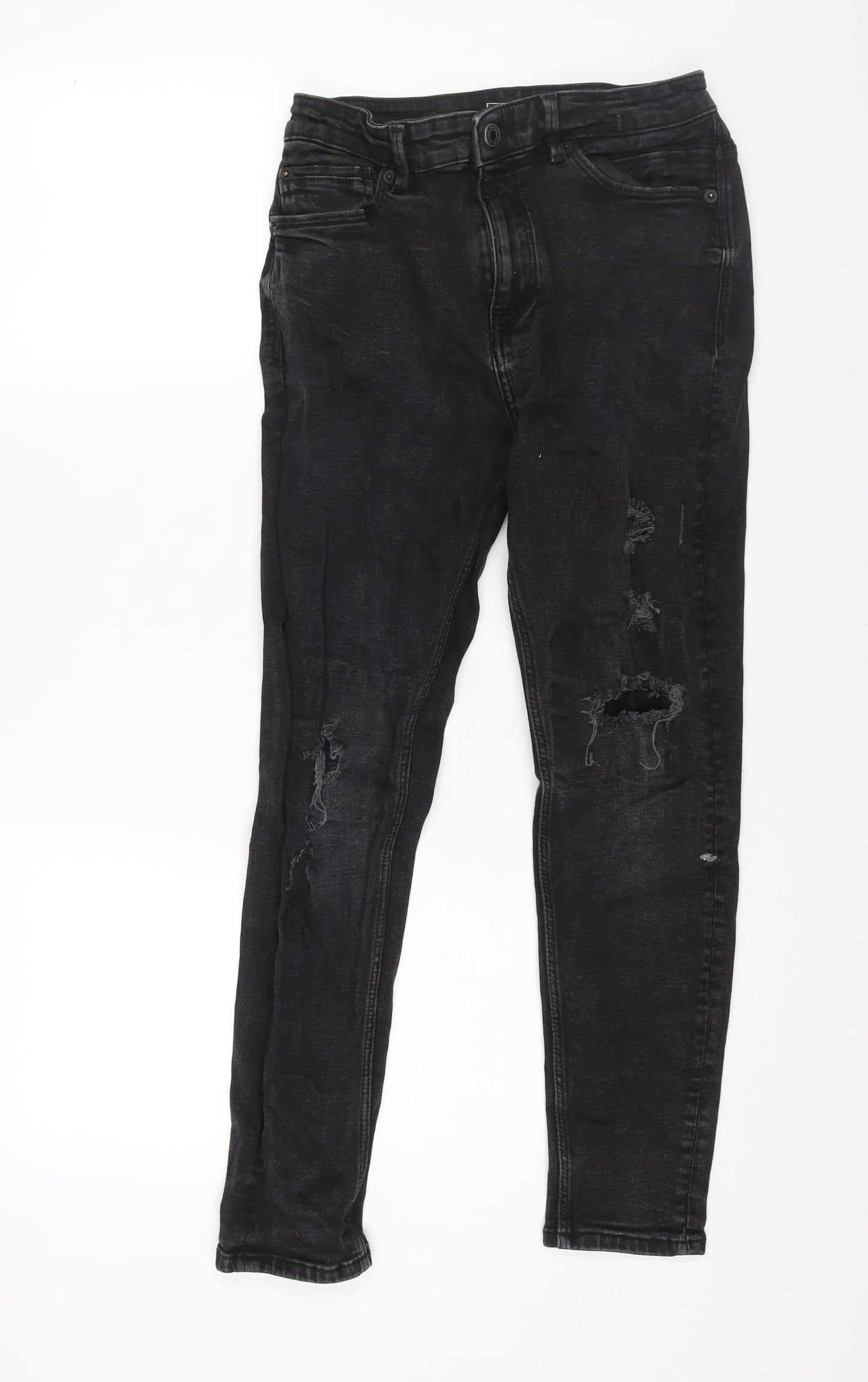 Mens UK Size 30 in Pull&Bear Regular Fit Skinny Black Jeans