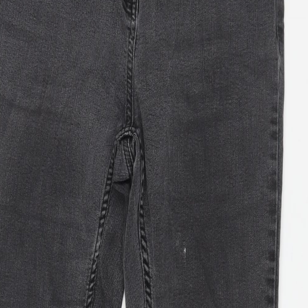 Debenhams Womens Grey Cotton Straight Jeans Size 12 L26 in Regular Zip
