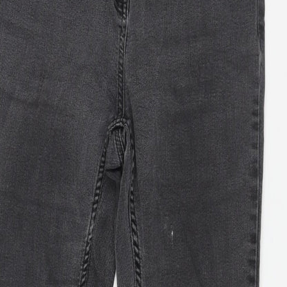 Debenhams Womens Grey Cotton Straight Jeans Size 12 L26 in Regular Zip