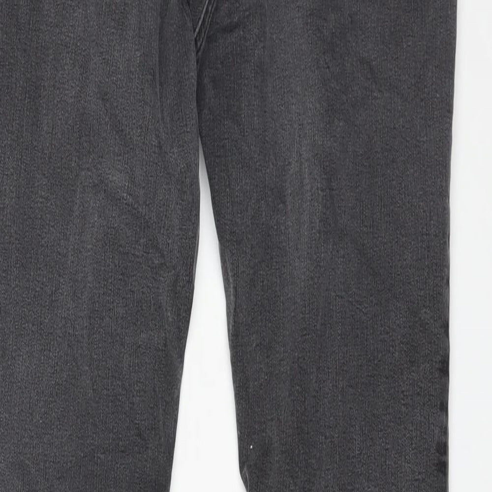 Debenhams Womens Grey Cotton Straight Jeans Size 12 L26 in Regular Zip