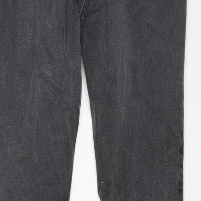 Debenhams Womens Grey Cotton Straight Jeans Size 12 L26 in Regular Zip