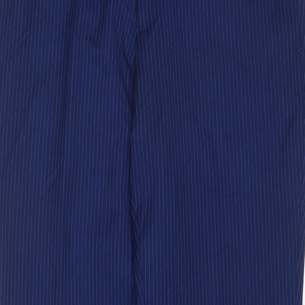 6th Sense Mens Blue Striped Polyester Trousers Size 30 in L31 in Regular Hook & Eye