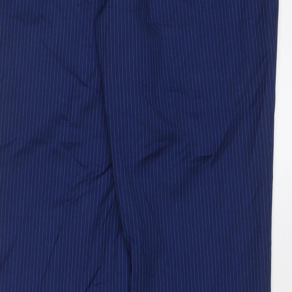 6th Sense Mens Blue Striped Polyester Trousers Size 30 in L31 in Regular Hook & Eye