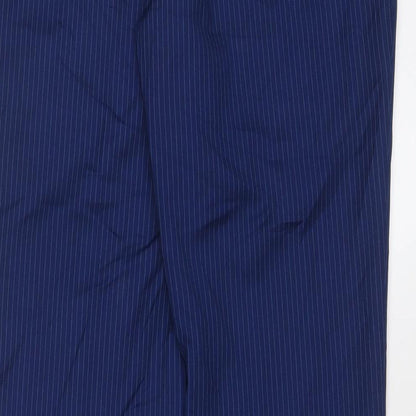 6th Sense Mens Blue Striped Polyester Trousers Size 30 in L31 in Regular Hook & Eye
