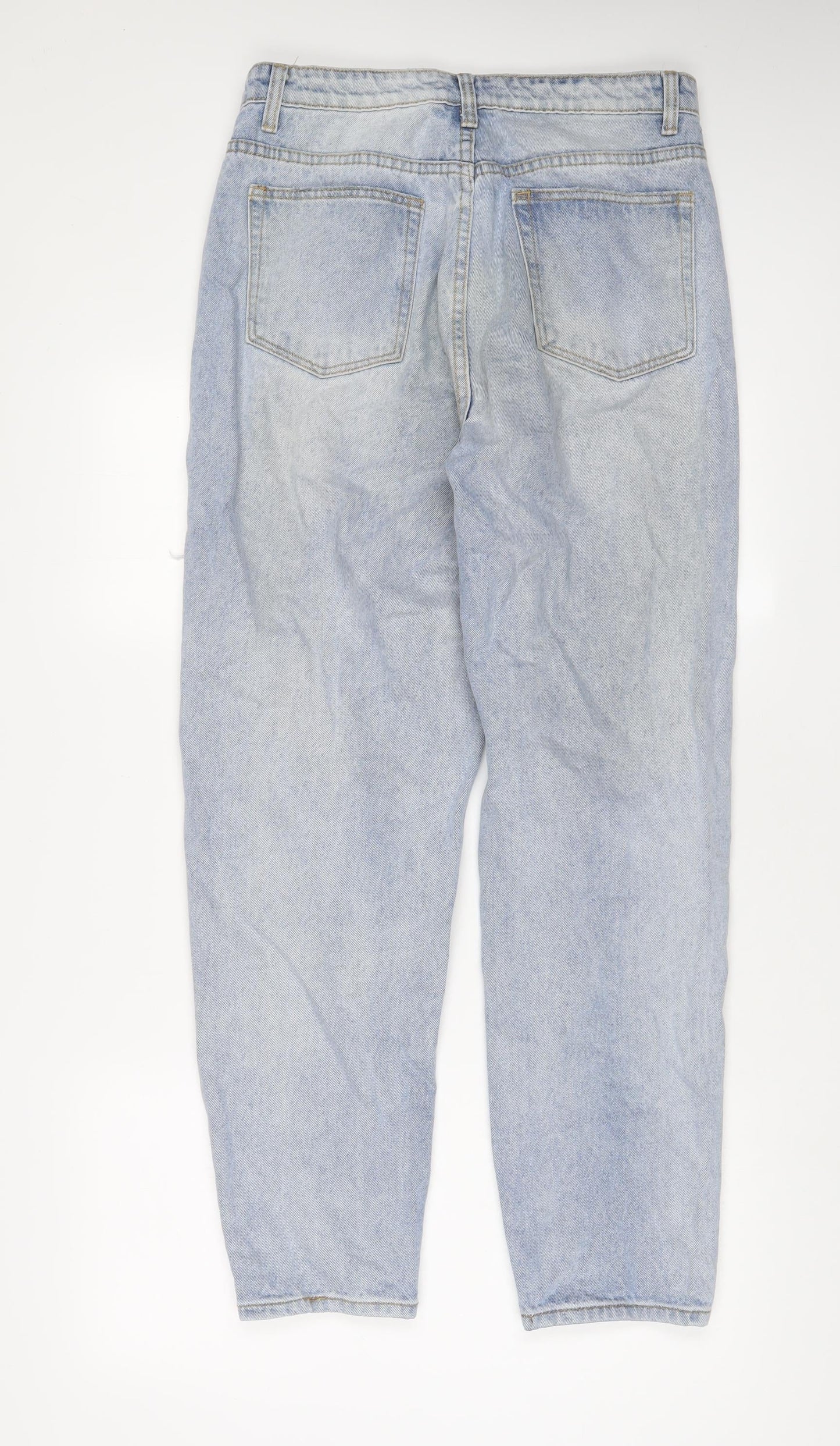 PRETTYLITTLETHING Womens Blue Cotton Mom Jeans Size 12 L30 in Regular Zip
