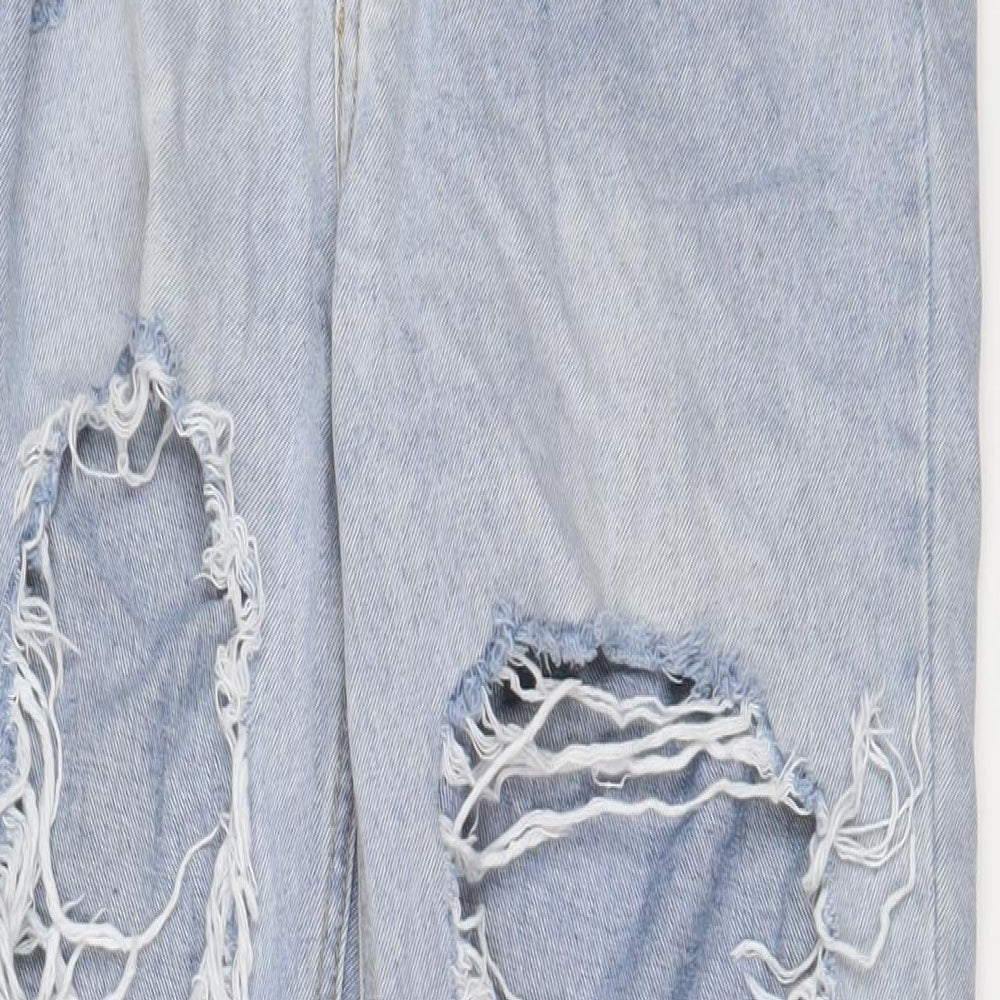 PRETTYLITTLETHING Womens Blue Cotton Mom Jeans Size 12 L30 in Regular Zip