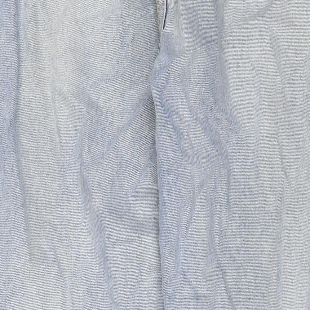 PRETTYLITTLETHING Womens Blue Cotton Mom Jeans Size 12 L30 in Regular Zip
