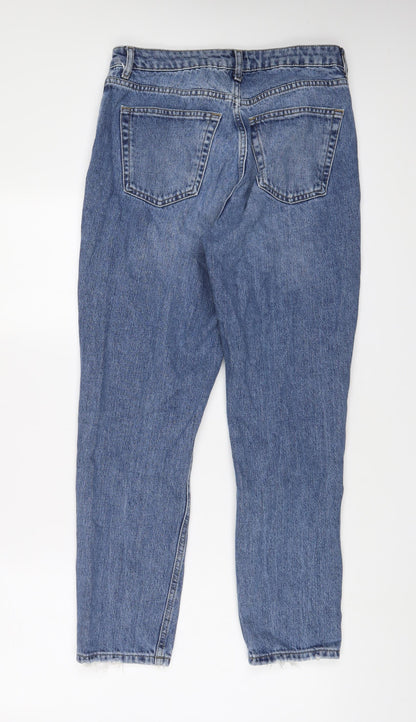 Topshop Womens Blue Cotton Mom Jeans Size 30 in L30 in Regular Zip