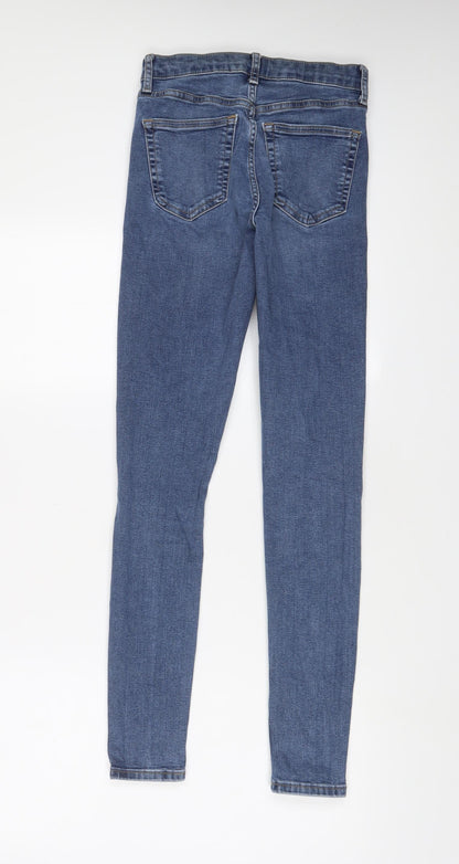 Topshop Womens Blue Cotton Skinny Jeans Size 26 in L34 in Regular Zip