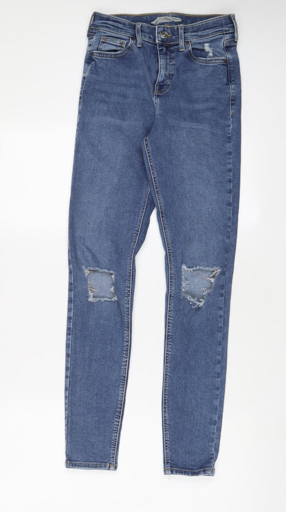 Topshop Womens Blue Cotton Skinny Jeans Size 26 in L34 in Regular Zip