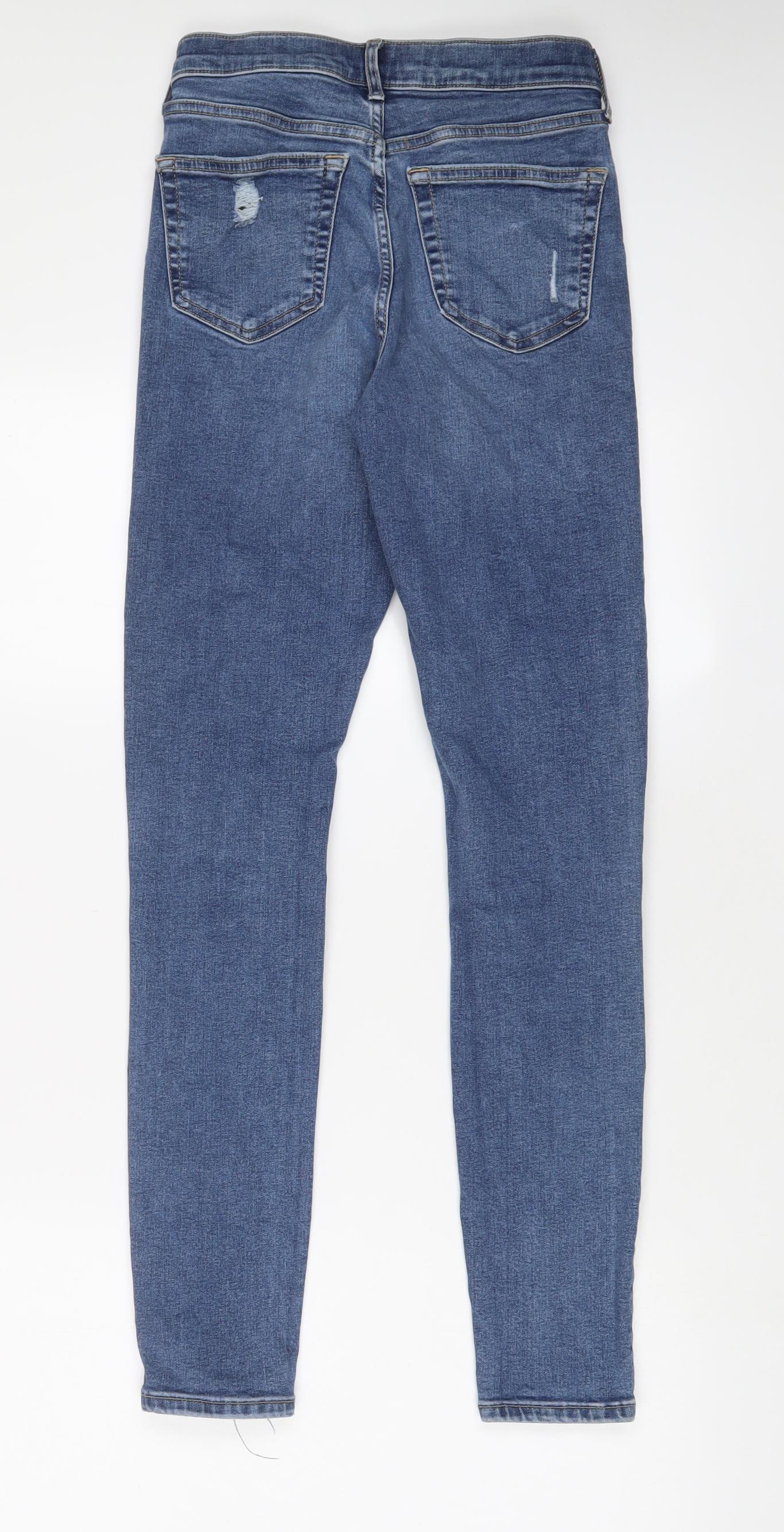 Topshop Womens Blue Cotton Skinny Jeans Size 26 in L34 in Regular Zip