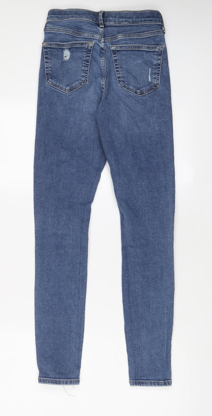 Topshop Womens Blue Cotton Skinny Jeans Size 26 in L34 in Regular Zip