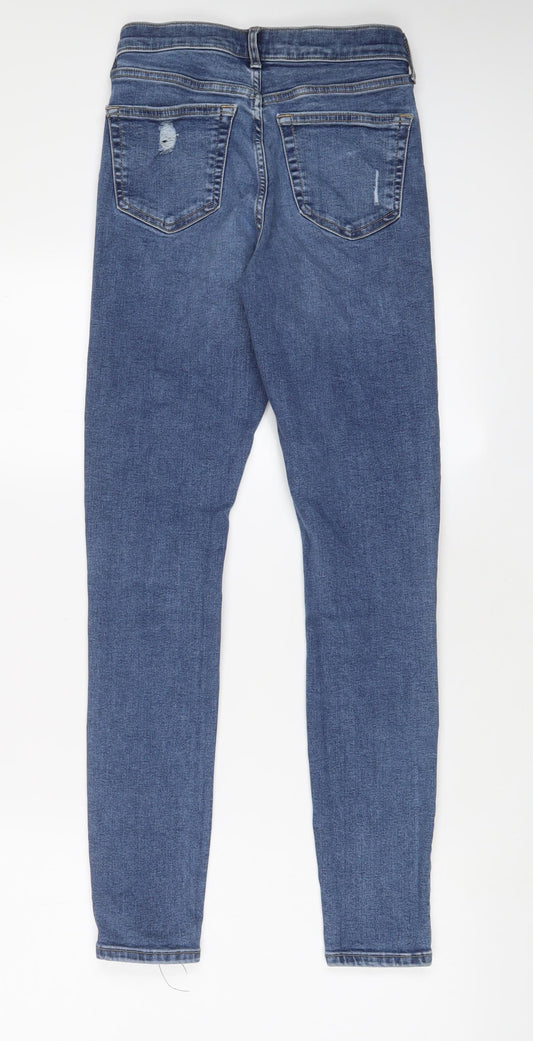 Topshop Womens Blue Cotton Skinny Jeans Size 26 in L34 in Regular Zip