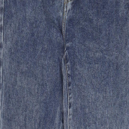PRETTYLITTLETHING Womens Blue Cotton Straight Jeans Size 8 L29 in Regular Zip