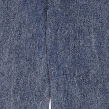 PRETTYLITTLETHING Womens Blue Cotton Straight Jeans Size 8 L29 in Regular Zip