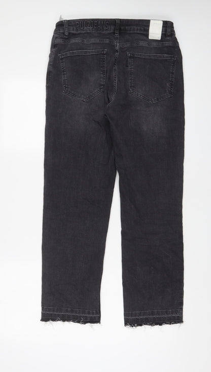 Pulz Womens Grey Cotton Straight Jeans Size 31 in L28 in Regular Zip