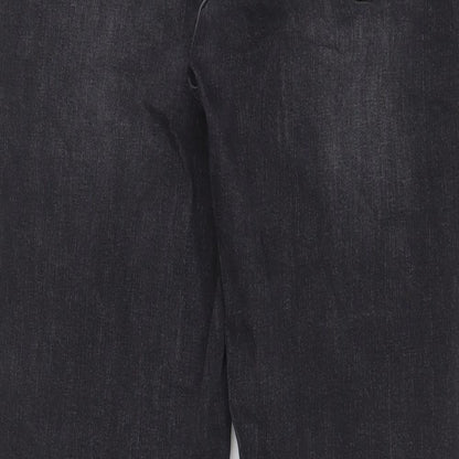 Pulz Womens Grey Cotton Straight Jeans Size 31 in L28 in Regular Zip