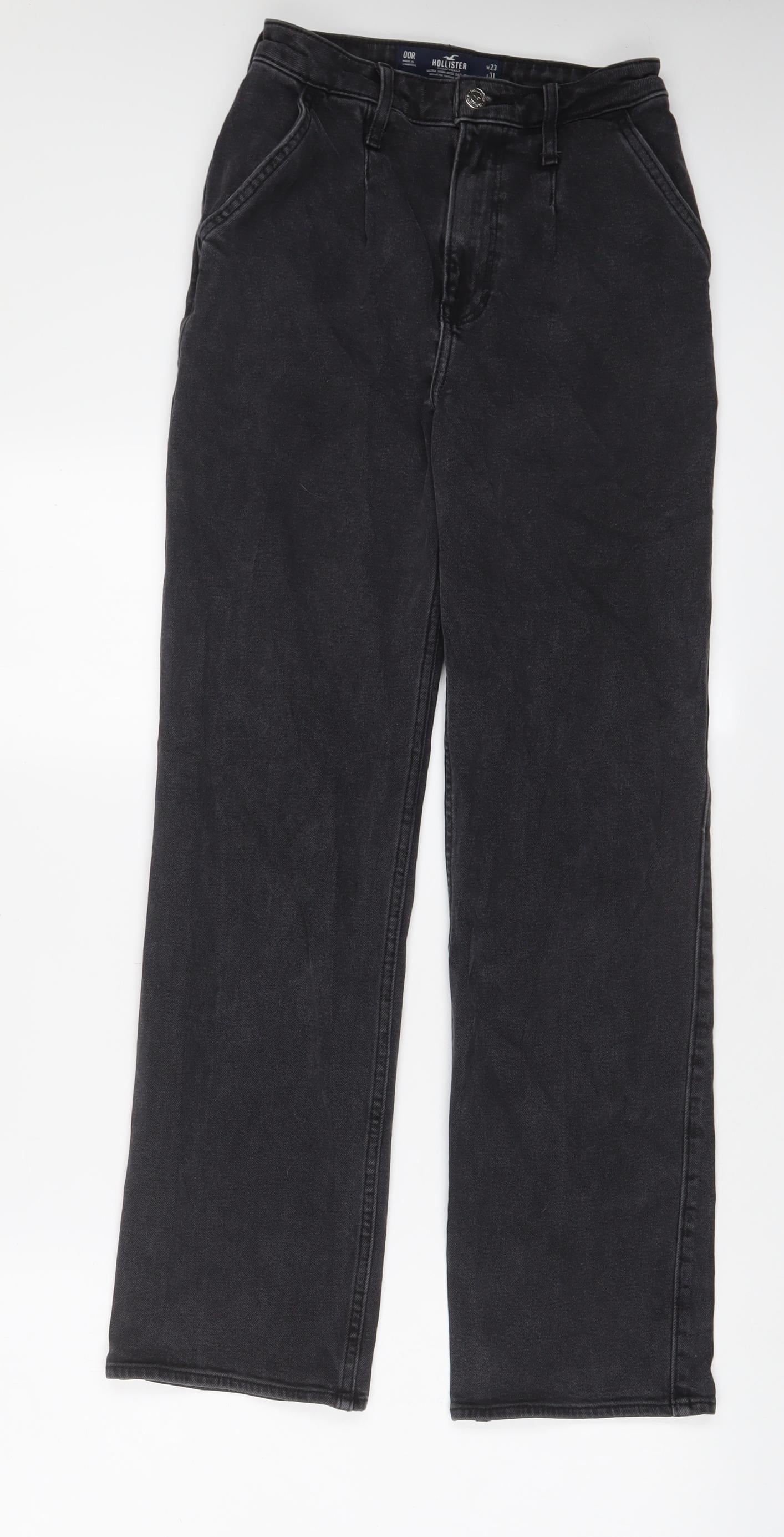 Hollister Womens Grey Cotton Straight Jeans Size 23 in L31 in Regular Zip