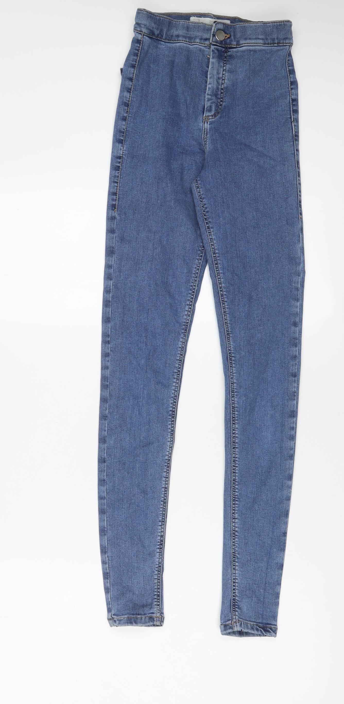 Topshop Womens Blue Cotton Skinny Jeans Size 26 in L34 in Regular Zip