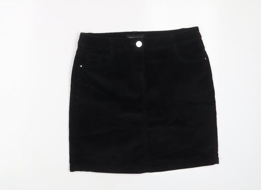 Dorothy Perkins Womens Black Cotton A-Line Skirt Size 8 Zip