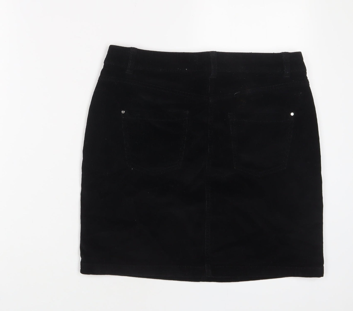 Dorothy Perkins Womens Black Cotton A-Line Skirt Size 8 Zip