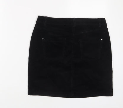 Dorothy Perkins Womens Black Cotton A-Line Skirt Size 8 Zip