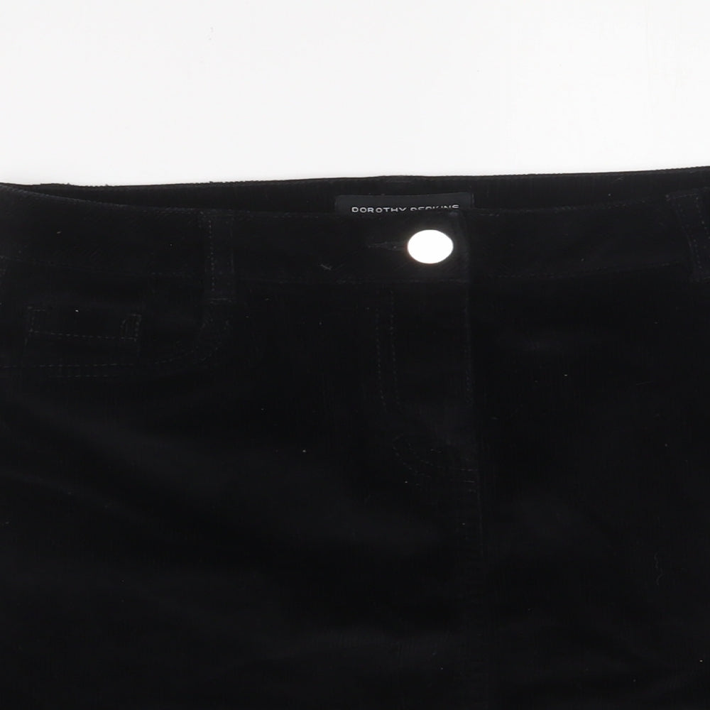 Dorothy Perkins Womens Black Cotton A-Line Skirt Size 8 Zip