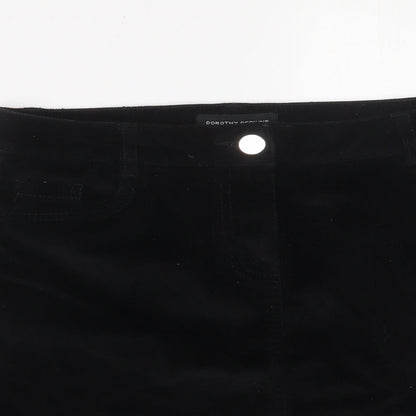 Dorothy Perkins Womens Black Cotton A-Line Skirt Size 8 Zip