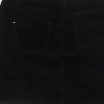 Dorothy Perkins Womens Black Cotton A-Line Skirt Size 8 Zip