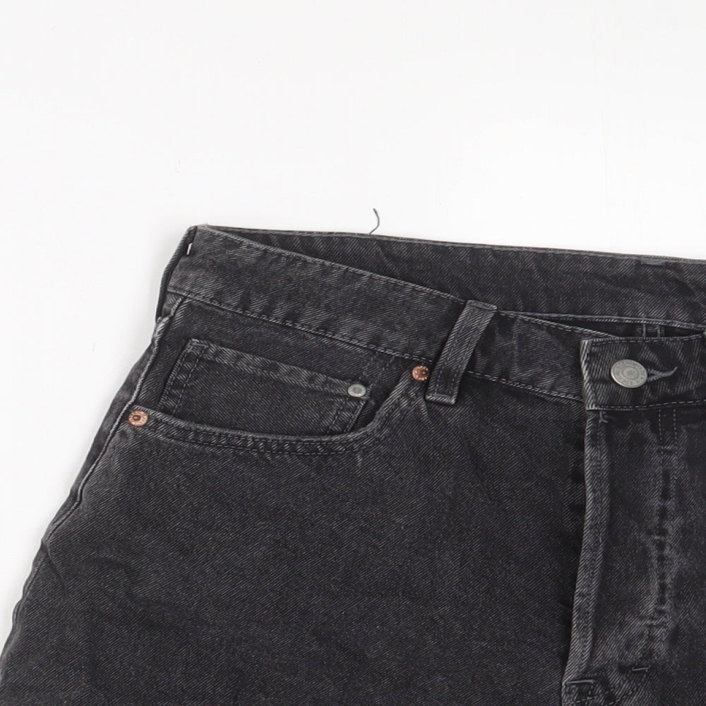 H&M Womens Black Cotton Basic Shorts Size 12 L3 in Regular Zip