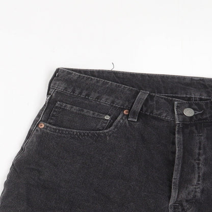 H&M Womens Black Cotton Basic Shorts Size 12 L3 in Regular Zip