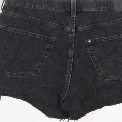 H&M Womens Black Cotton Basic Shorts Size 12 L3 in Regular Zip