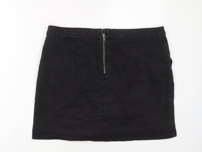 Dorothy Perkins Womens Grey Cotton A-Line Skirt Size 16 Zip