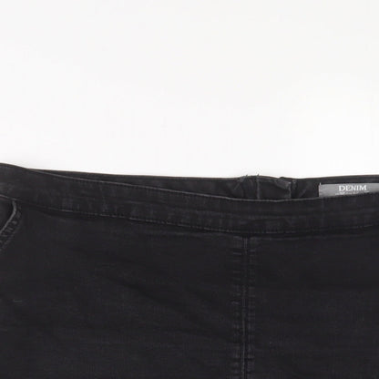 Dorothy Perkins Womens Grey Cotton A-Line Skirt Size 16 Zip